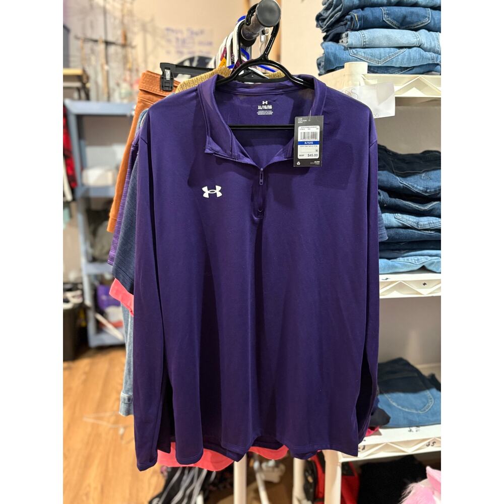 Under Armour Men’s 1/4 Zip Performance Pullover XL Purple Long Sleeve NWT